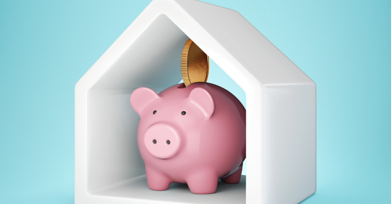 Piggy bank sitting in a house